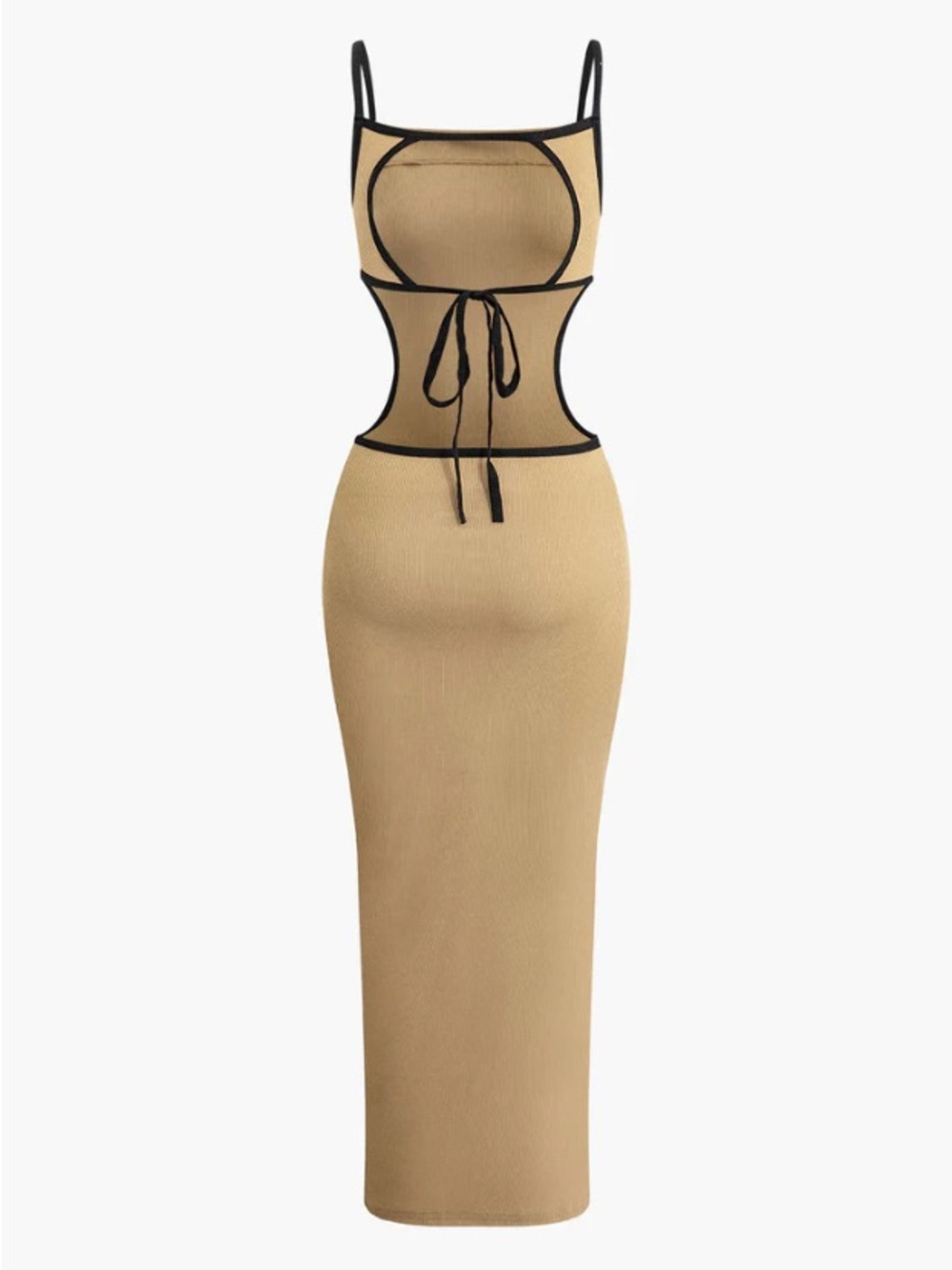Sleeveless Green Midi Dress with Black Trim - Picture 2 of 4